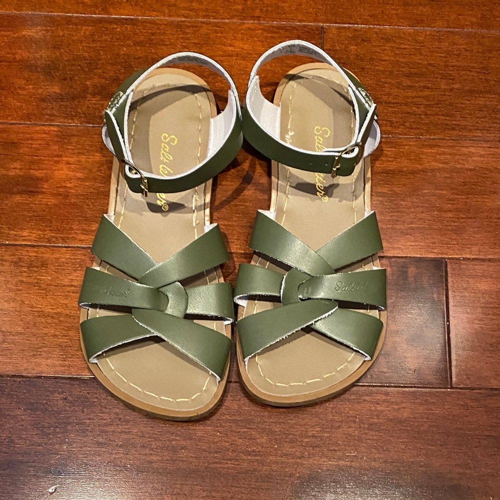 Kids Salt Water Sandals - Olive Green. Size 2